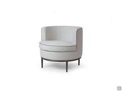 Charme armchair with fixed painted metal base and contrasting grosgrain