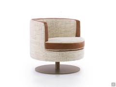 Charme armchair in two-tone finish, with fabric cover and leather details