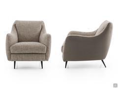 Front and side view of the chair Jolie with its harmonious and enveloping shapes