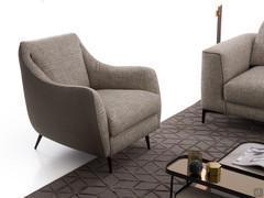 Armchair Jolie upholstered externally in Ambassador alcantara-effect microfiber and internally in James fabric.