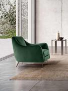 Comfortable armchair with armrests Jolie upholstered with green lining and polished chrome feet