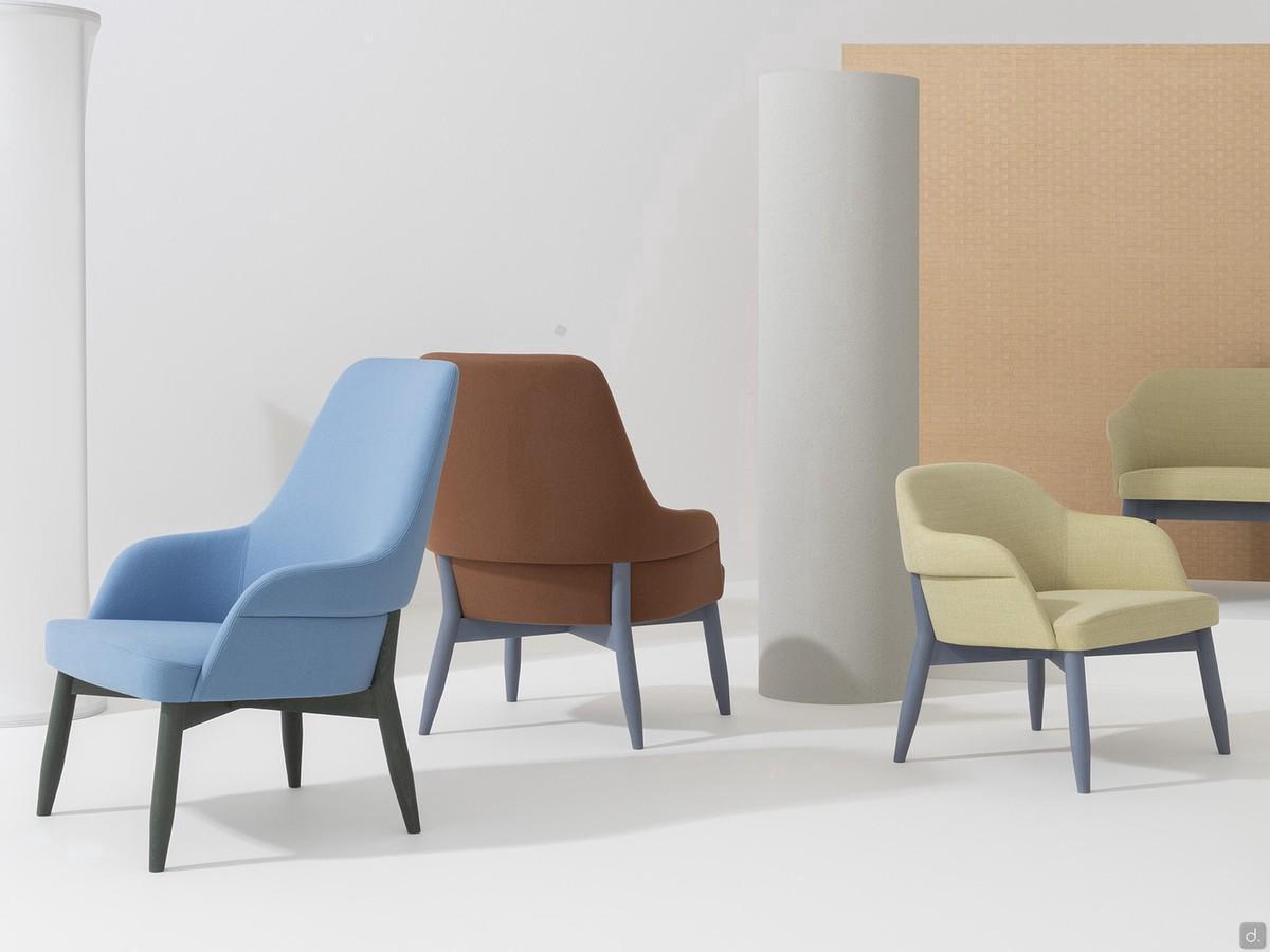 Sophos modern upholstered armchair in high-back and low-back versions