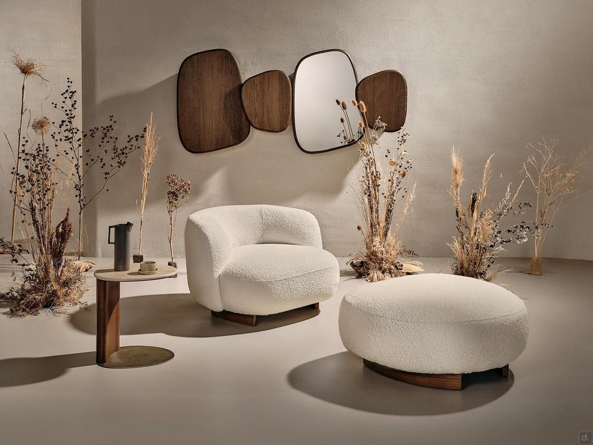 Aralia design armchair with rounded, organic shapes inspired by nature