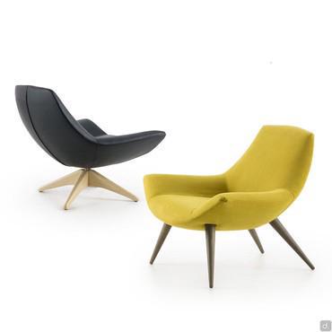 Agata lounge chair with low back and swivel or fixed structure