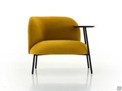 Front view of the Fortune armchair with coffee table showing compact volumes ideal for contract environments