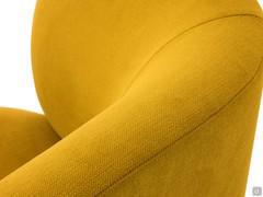 Detail of the tight-fitting upholstery available in multiple materials and colours, shown here in stain-resistant Mystic yellow fabric