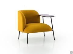 Fortune armchair with built-in table upholstered in yellow Mystic fabric