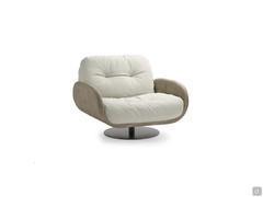 Vintage design upholstered armchair Belfast shown here with metal swivel base