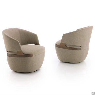 Velis fabric upholstered swivel armchair