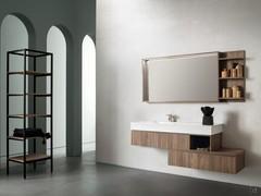 Bathroom furniture with Atlantic N79 open column - open column with aluminum frame and wooden shelves