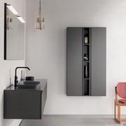 N80 Atlantic bathroom cabinet in 50 cm depth with wall units and day element wood-effect melamine finish 271 Reflex Carbon