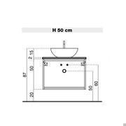 N95 Atlantic bathroom cabinet - Diagram with approximate dimensions for assembly of bathroom cabinet with countertop sink