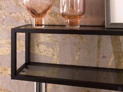 The aluminium wall units include two glass panels, creating two shelves in the single element