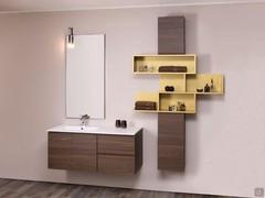 The N96 wall-hung bathroom cabinet is highly customizable in colors and materials for endless compositional possibilities