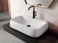 Detail of the all-out SOAP+MIX washbasin, which comes standard with the N93 Atlantic wall-hung bathroom cabinet