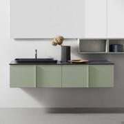 Atlantic bathroom vanity with built-in washbasin - N3 Salvia sandblasted lacquer