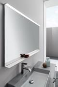 Rectangular mirror with led spotlight and aluminum shelf 10cm deep