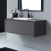 Atlantic bathroom vanity with basket in 271 reflex Carbon wood-effect melamine