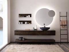 Glamour wall-mounted vanity cm 210 wide with couple of drawers cm 105 each and big shelf