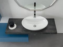 Atlantic shelves greater than 120 cm allow the basin to be off-center from the countertop to provide a convenient shelf at the sides