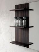 Detail of the 274 Laos wood-effect melamine-backed shelves, ideal for storing everyday items