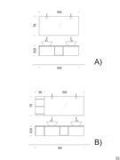 Suspended bathroom cabinet with double basin N78 Atlantic - Dimensional diagrams compositions A and B