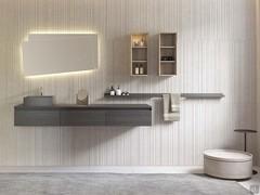 Minimal bathroom cabinet Ikon with hanging drawers and countertop sink