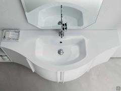 Shaped washbasin console in white mineralguss