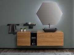 Prestige suspended bathroom cabinet cm 175 d.50 h.50 with ceramic countertop washbasin