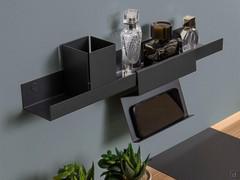 Optional titanium painted metal shelf, complete with toothbrush holder and smartphone holder