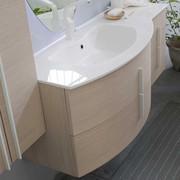 Curved 2-drawer washbasin base unit with handles 16- (continuation washbasin on Atlantic base unit instead of curved end unit available on request)