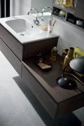 Bathroom vanity with Bliz basin in mineralguss and cabinets in 216 eastwood special melamine