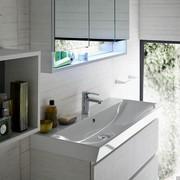 Set Up ceramic basin and cabinet with 2 drawers with recessed grip