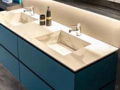 Top in HPL Stratified Calacatta with double 46cm sink