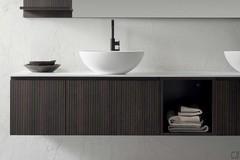 70cm bathroom cabinet with deep drawer in wood-effect melamine (274 Laos)