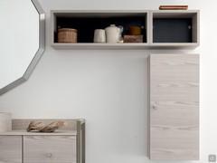 Suspended open compartments and hinged wall unit