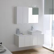 Atlantic bathroom vanity composed of a base section with 2 doors and a lateral base section from the same collection