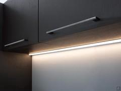 Close up of the LED bar that serves as lighting for the washbasin zone