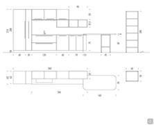 Specific measurement for the Oasis L02 laundry composition (this diagram also includes the optional open column cupboard)