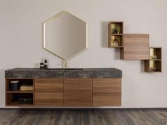 N68 Atlantic bathroom vanity with hexagonal mirror and wall unit