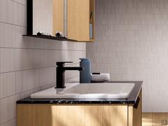 Delicate recessed sink system that protrudes about 3 cm above the top