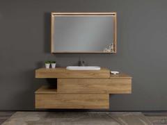 N74 Atlantic bathroom composition with staggered drawer bases and top shelf