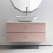 Atlantic wall-mounted bathroom vanity with 2 drawers in 290 Cross melamine on matt lacquer - H5 Datura