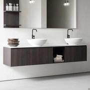 Atlantic vanity with double Roma countertop washbasin in matt white ceramic