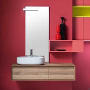 Atlantic D.45 bathroom unit combined with a side unit in wood-effect melamine (276 Kiki)