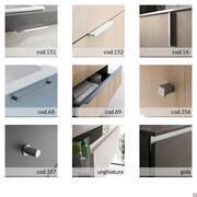 Types of handles available on the N97 Atlantic floor-standing bathroom cabinet base units with drawer.