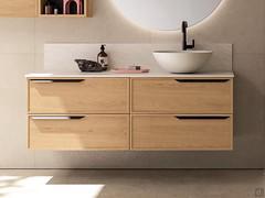 Space-saving under-sink cabinet Frame Tuttofuori p.37, in wood veneer or matte lacquer, metallic or sandblasted