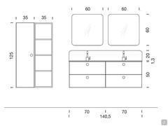 140 cm hanging bathroom cabinet N102 Frame - Diagrams of the composition and optional wall unit