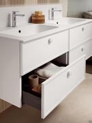 Under-sink cabinet Frame Consolle in white matte lacquer with matching knob handles