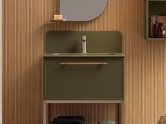 Undercounter cabinet Frame Consolle with Minera-Kolor basin and single drawer base unit